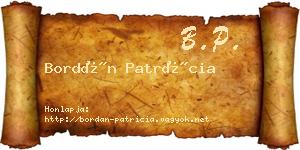 Bordán Patrícia névjegykártya